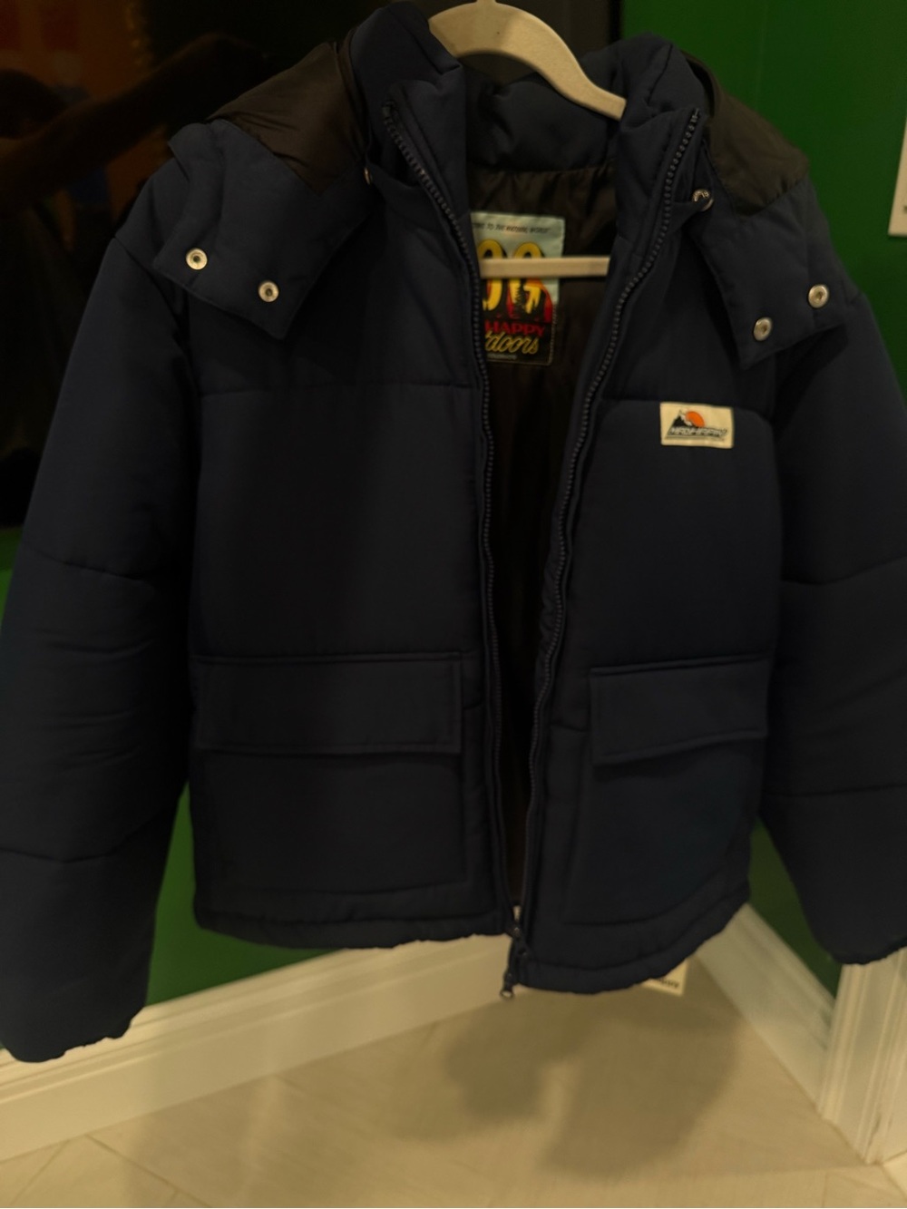 Navy Puffer Jacket with Hood - Picture 5 of 5